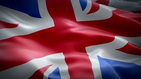 Flag of United Kingdom waving flag. National 3d UK British flag waving. Sign of UK Union Jack seamless loop waving animation. Great Britain England flag HD resolution Background. 1080p Full HD video