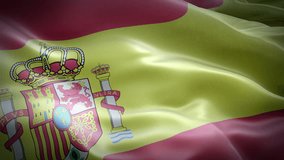 Spain flag video waving in wind. Realistic Spanish Flag background. Spain Flag Looping Closeup 1080p Full HD 1920X1080 footage. EU European country flags footage video for presentation, film, news