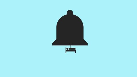 Wake up, Back to Work Video Animation, Minimal Design. Pictogram Design. Motion Graphic. Man Sleeping in Bed and the Bell is Ringing. 