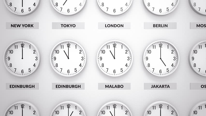 Clocks Showing Different Time Zones