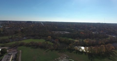 Panorama Of Forest To Trucking Depot And Industrial Section Of Town