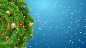 Christmas pine brunches wreath rotating on blue background. - Powered by Shutterstock - Get 15% off with code: PIKWIZARD15