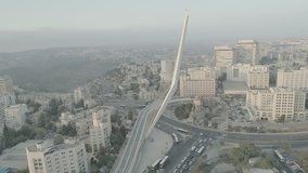 Jerusalem city center  and transportation aerial video 4k dlog raw ungraded