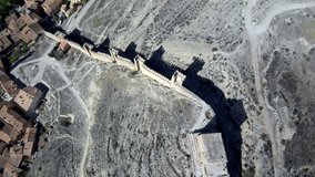 Aerial view of Albarracin from a  Drone. Teruel, Aragon. Spain. 4k Video