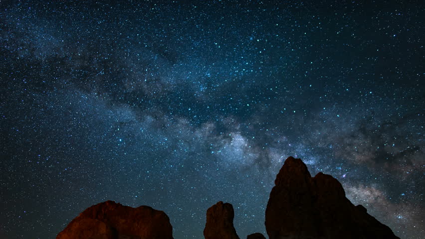 Milky Way Rock Spires in Trona Pinnacles Mojave Desert | Shutterstock HD Video #1018166737