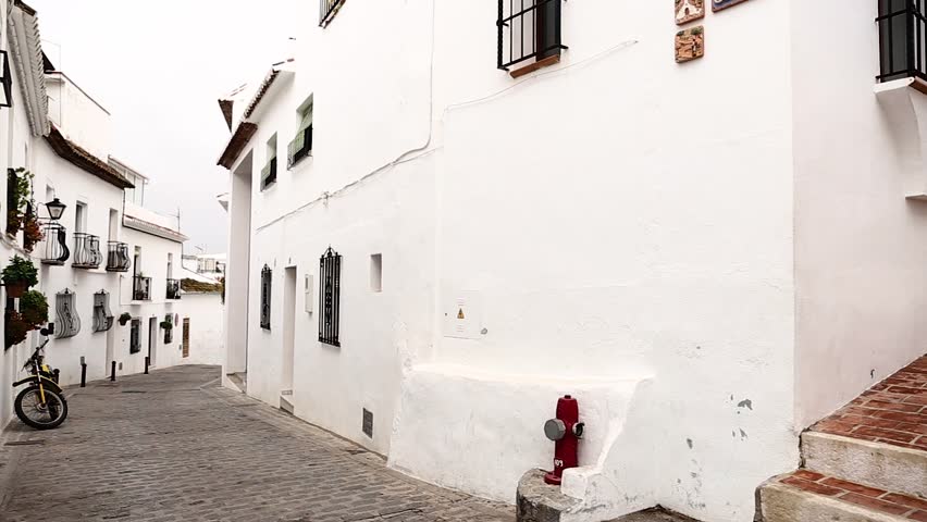 Beautiful view of a typically Spanish street Andalusia Costa del Sol Malaga Mijas Pueblo Spain