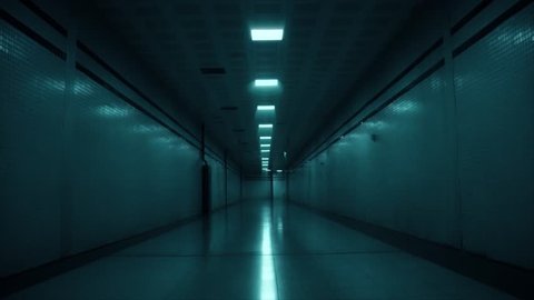 4K Scary dark corridor, tunnel. Mystery place with broken lamps. Empty, depth horror concept.