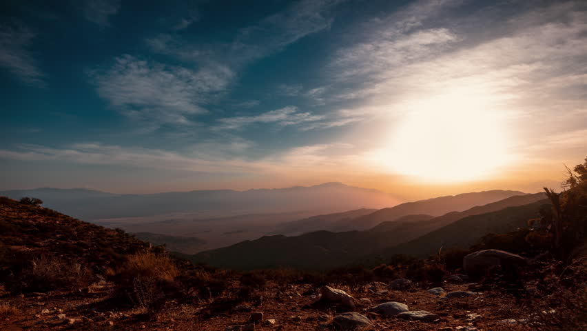 8K Timelapse Of A Dynamic Sunset Over The Mountains Near Joshua Tree National Park In Palm Desert California