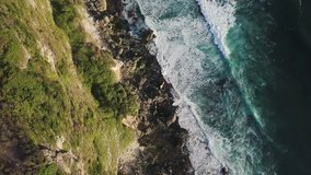Aerial: Beautiful Top View from Cliff and Ocean