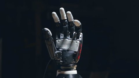 Futuristic bionic arm made on 3D printer.