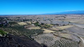 Aerial view in Oropesa, Toledo. Spain. 4k Drone Video