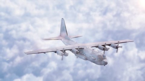 Airplane Flying Across Sky Clouds Realistic Stock Footage Video (100% ...