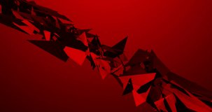     Geometric Triangle Floating and Pulsating in Red Background 4k Video Animation. 