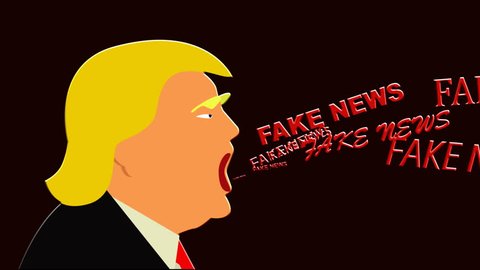 animation of the US president who says fake news