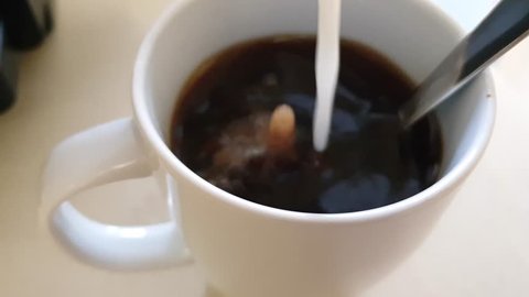 Adding milk to black instant coffee 