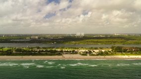 Aerial beach approach Miami drone video