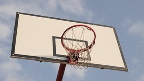 Staying under basketball hoop with backboard slow motion footage