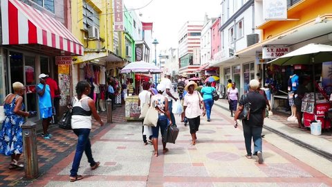 Bridgetown, Barbados - 01 03 2018: Busy Street