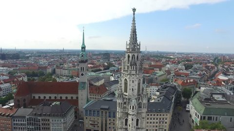 4K Drone aerial Downtown Munich