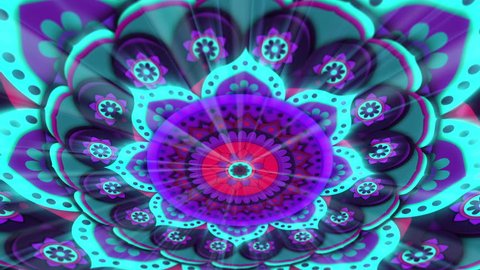 Mandala Roof Rays looped animation pattern for meditation, yoga festival,  chill-out, relaxing, music videos, trance performance, traditional Hindu and Buddhist events.