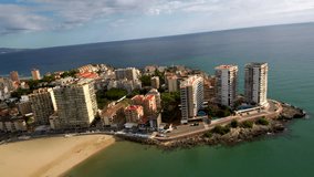 Oropesa de Mar from the air. Castellon, Spain. 4k Drone Video