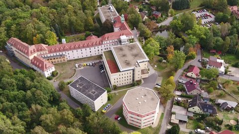 4K Drone aerial Görlitz Hospital Malteser hospital St. Carolus german city