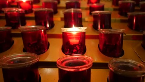 Candles burning in a church 