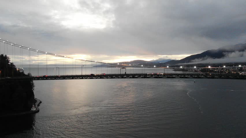 Aerial view of the bridge in a cloudy day