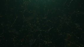 Looping Abstract geometrical shapes background animation.Plexus lines and dots with DOF bokeh. Beautiful slow animation of lines and triangles. Green.Type 3
