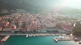Croatian Adriatic coast with drone in 4K. Europe. Makarska