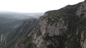 Aerial view of Montserrat mountains. Barcelona,Spain. 4k Drone Video