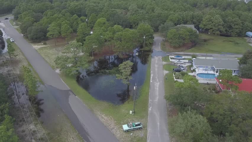 This is of drone footage from licensed drone pilot of the flooding from record rainfall at Wilmington and Kure Beach North Carolina