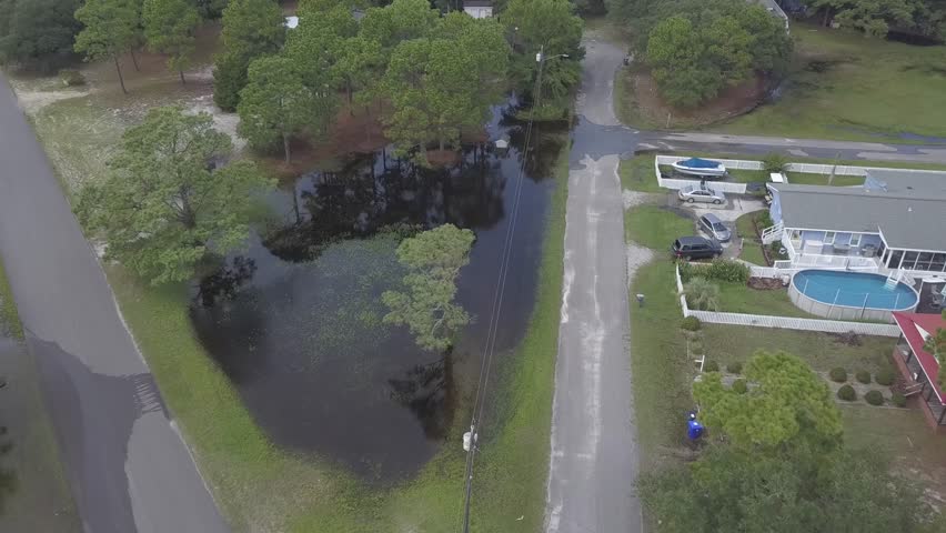 This is of drone footage from licensed drone pilot of the flooding from record rainfall at Wilmington and Kure Beach North Carolina