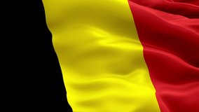 Belgium flag video waving in wind. Realistic Belgian Flag background. Belgium Flag Looping Closeup 1080p Full HD 1920X1080 footage. Belgium EU European country flags footage video for film,news
