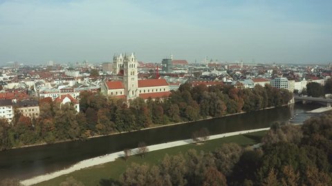 St. Maximilian Kirche, Munich, Germany. Beautiful Cityscape of European  City with Gothik Architecture