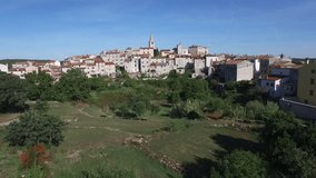 Aerial footage drone view of beautiful small town of Croatia, Istria small town, Europe // no video editing