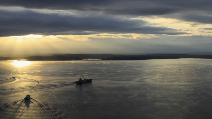 Timelapse of Puget Sound in Seattle, Washington at sunset 4K