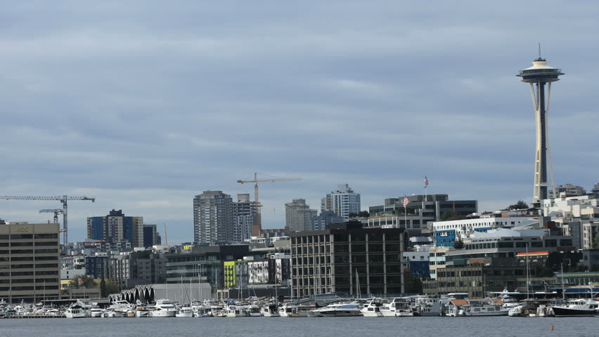Timelapse of Seattle, Washington across water 4K