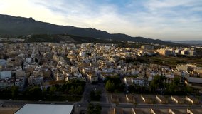Aerial view in San Carlos de la Rapita, Tarragona. Spain. 4k Drone Video