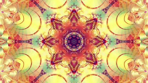 Colored kaleidoscope sequence patterns. 4k. Abstract multicolored motion graphics background. Or for yoga, clubs, shows, mandala, fractal animation. Beautiful bright ornament. Seamless loop.