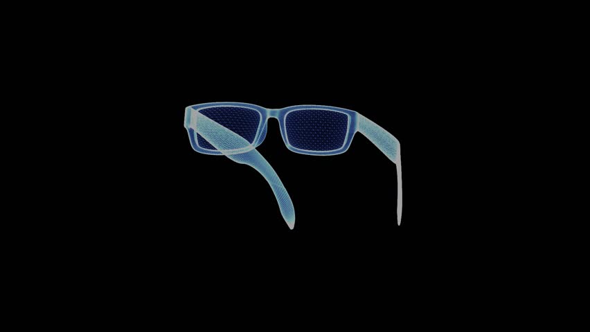 hologram sunglasses 3d animation eyeglasses viewing Stock Footage Video