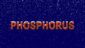 New Year text Element of periodic table PHOSPHORUS. Snow falls. Christmas mood, looped video. Alpha channel Premultiplied - Matted with deep blue RGB(04:00:5B)