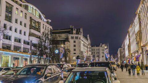 10.01.2018 - Moscow: Traffic  in Moscow, 4k time-lapse footage