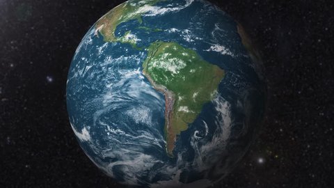 Earth zoom to South America satellite view