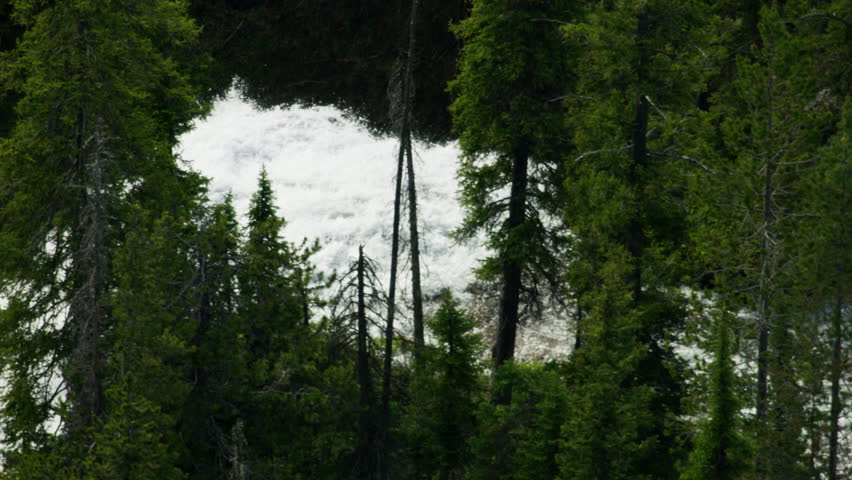 Aerial view of the Yellowstone National Park Union Falls on Mountain Ash Creek a tributary of the Fall river tourist site Wyoming RED WEAPON