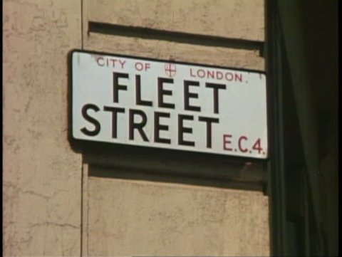 LONDON, ENGLAND, 1976, Fleet Street, street sign, close up