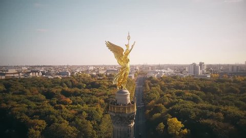 Aerial view of the famous Berlin Victory Column in Germany