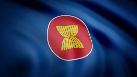 Beautiful satin finish looping flag animation of ASEAN. ASEAN Flag Close Up Realistic Animation Seamless Loop