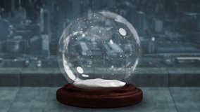 Sparkling light spirally moving around snow globe against cityscape background 4k - Powered by Shutterstock - Get 15% off with code: PIKWIZARD15