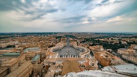 St. Peter's Basilica, Rome, Italy, Timelapse Video - Fast Zoom In